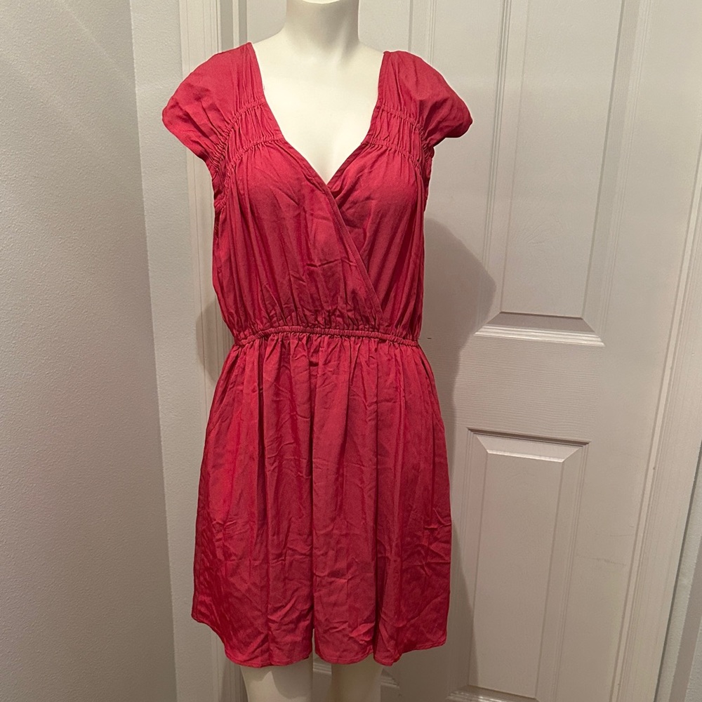 Jodifl women’s red casual dress size medium with pockets NEW